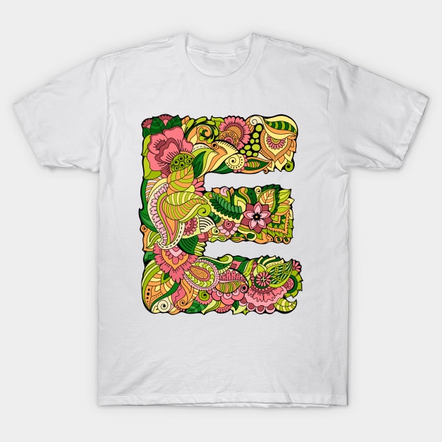 Floral letter E T-Shirt by ComPix